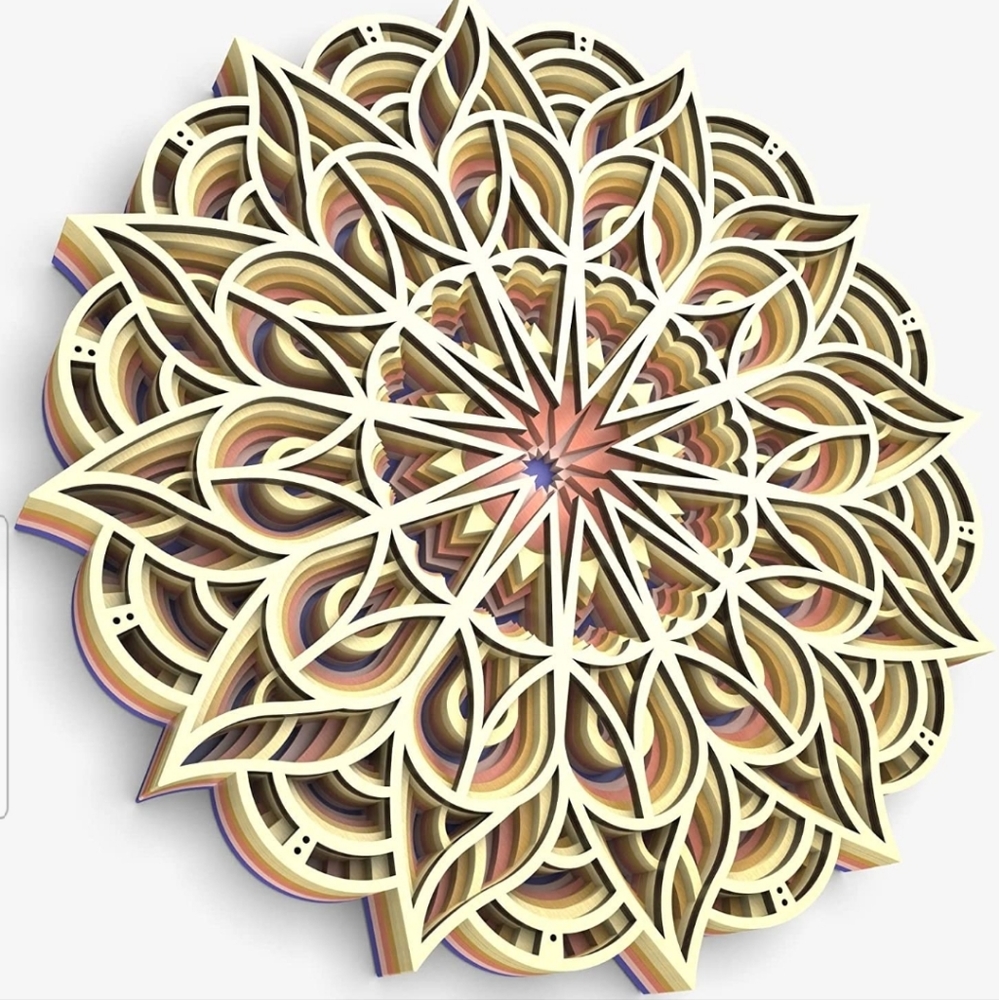 Wooden Mandala Flower Wall Art